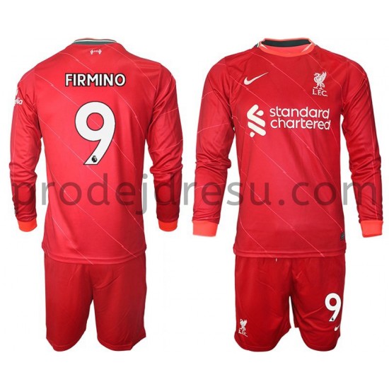 Liverpool Dresy Fotbal FIRMINO 9 Dětský Domácí 2021-2022 Dlouhý Rukáv