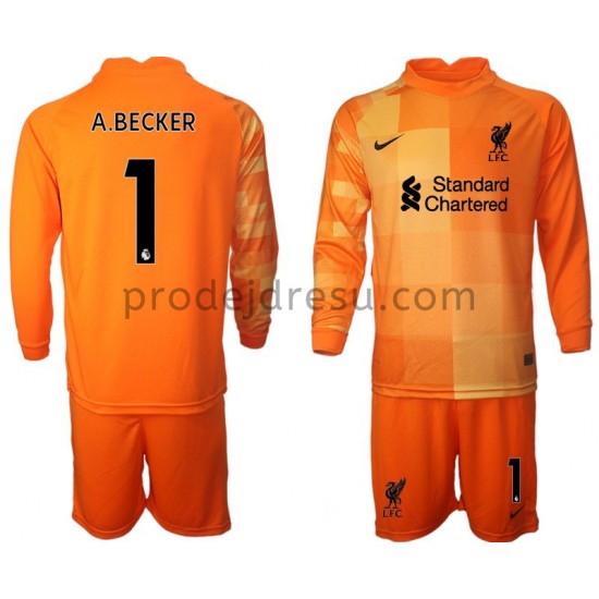 Liverpool Dresy Fotbal Brankářské A.BECKER 1 Dětský Čtvrtý 2021-2022 Dlouhý Rukáv