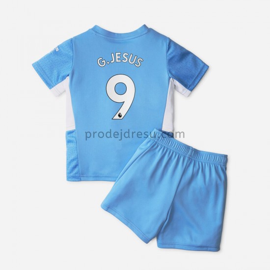 Manchester City Dresy Fotbal Gabriel Jesus 9 Dětský Domácí 2021-2022 Krátký Rukáv