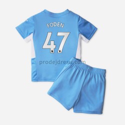 Manchester City Dresy Fotbal Phil Foden 47 Dětský Domácí 2021-2022 Krátký Rukáv