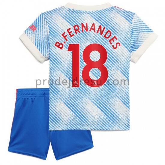Manchester United Dresy Fotbal Bruno Fernandes 18 Dětský Venkovní 2021-2022 Krátký Rukáv