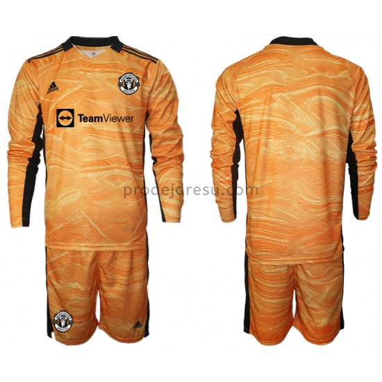 Manchester United Dresy Fotbal Brankářské Dětský Domácí 2021-2022 Dlouhý Rukáv