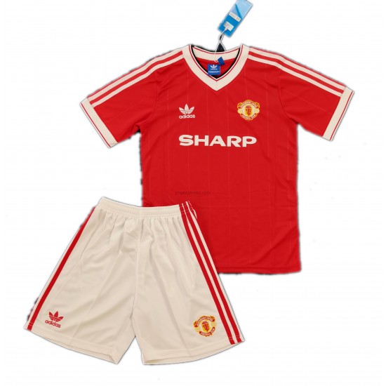 Manchester United Dresy Fotbal Retro Dětský Domácí 1984 Krátký Rukáv
