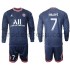 Paris Saint-Germain Dresy Fotbal Mbappé 7 Dětský Domácí 2021-2022 Dlouhý Rukáv