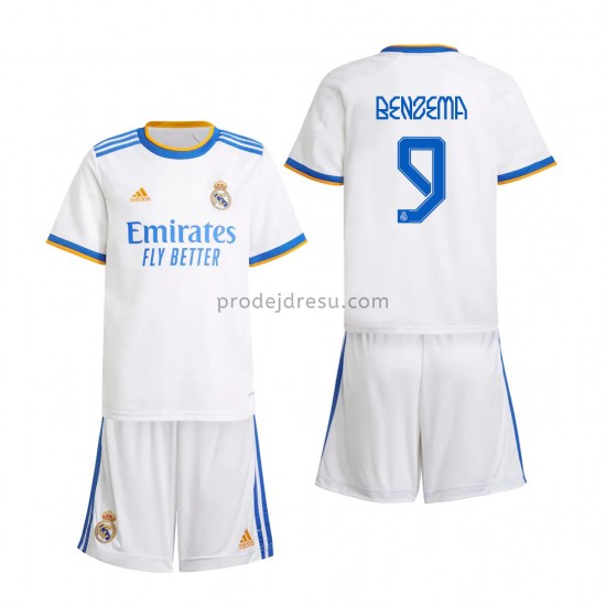 Real Madrid Dresy Fotbal Karim Benzema 9 Dětský Domácí 2021-2022 Krátký Rukáv