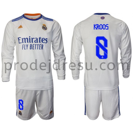 Real Madrid Dresy Fotbal Kroos 8 Dětský Domácí 2021-2022 Dlouhý Rukáv