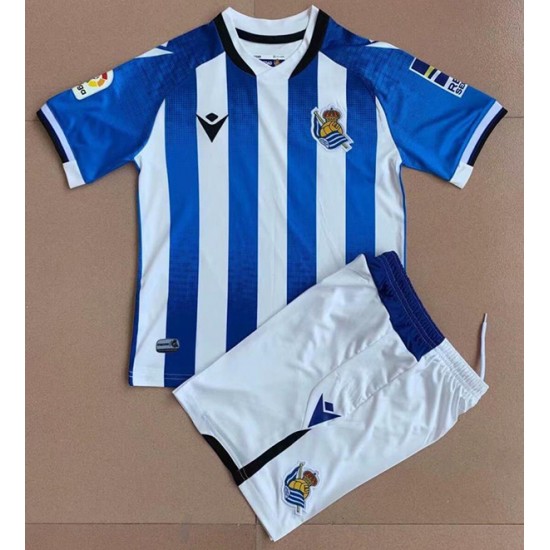 Real Sociedad Dresy Fotbal Dětský Domácí 2021-2022 Krátký Rukáv