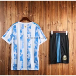 Argentina Dresy Fotbal Dětský Domácí 2021 Krátký Rukáv