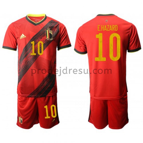Belgie Dresy Fotbal Eden Hazard 10 Dětský Domácí ME 2020 Krátký Rukáv