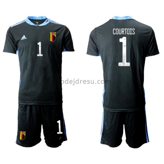 Belgie Dresy Fotbal Brankářské Thibaut Courtois 1 Dětský Domácí ME 2020 Krátký Rukáv
