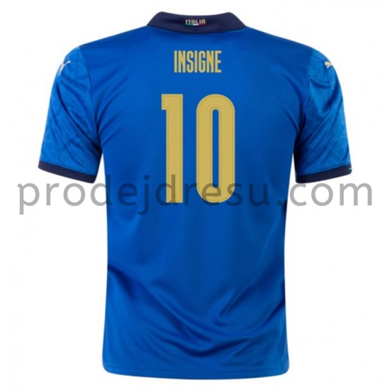Itálie Dresy Fotbal Insigne 10 Domácí ME 2020 Krátký Rukáv