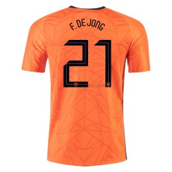 Nizozemsko Dresy Fotbal Frenkie de Jong 21 Domácí ME 2020 Krátký Rukáv