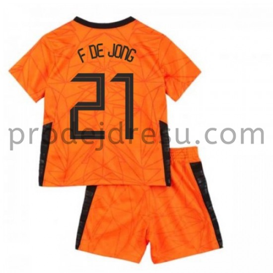 Nizozemsko Dresy Fotbal Frenkie de Jong 21 Dětský Domácí ME 2020 Krátký Rukáv
