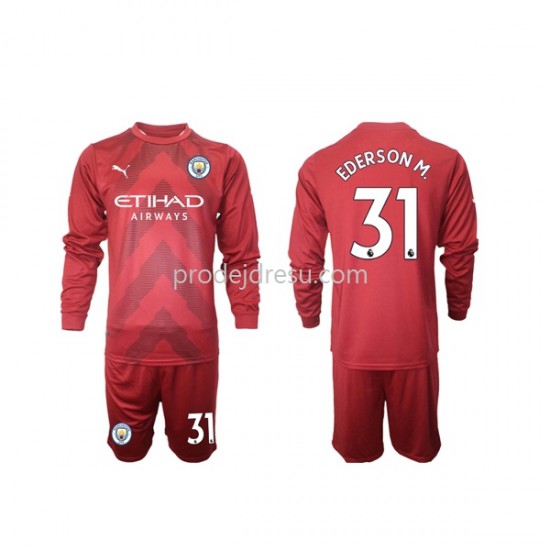 Manchester City Dresy Fotbal Ederson M 31 Brankářské Dětský Domácí 2022-2023 Dlouhý rukáv
