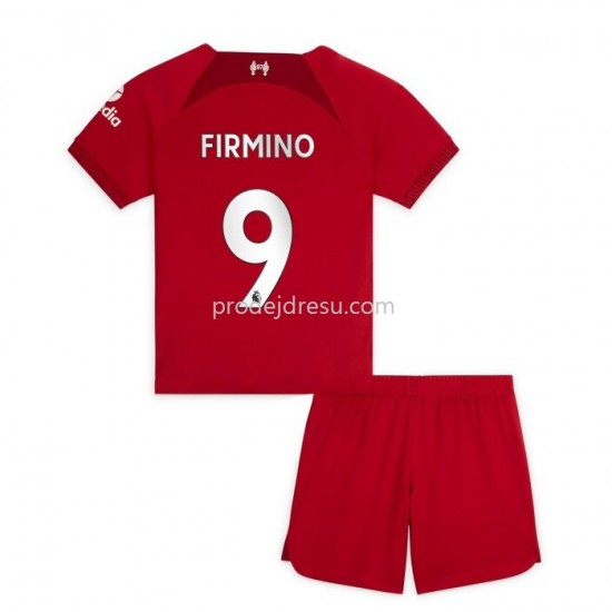 Liverpool Dresy Fotbal Firmino 9 Dětský Domácí 2022-2023 Krátký Rukáv