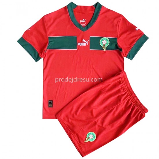 Maroko Dresy Fotbal Dětský Domácí World Cup 2022 Krátký Rukáv