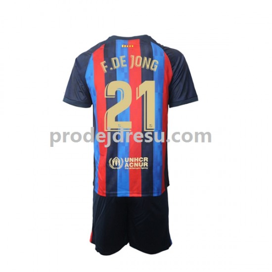 FC Barcelona Dresy Fotbal Frenkie de Jong 21 Dětský Domácí 2022-2023 Krátký rukáv