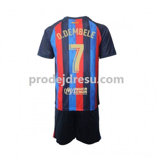 FC Barcelona Dresy Fotbal Ousmane Dembele 7 Dětský Domácí 2022-2023 Krátký rukáv