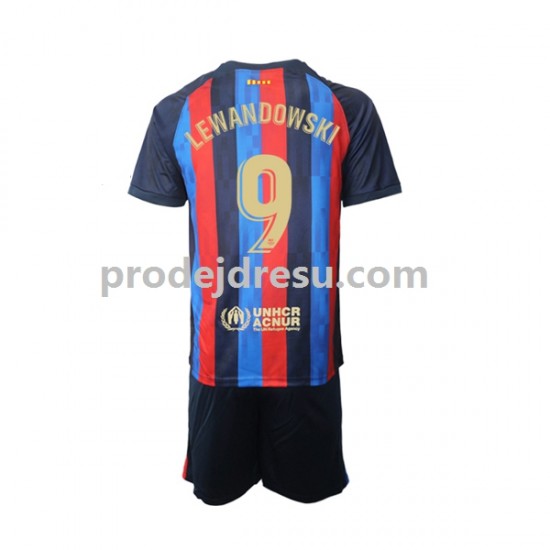 FC Barcelona Dresy Fotbal Robert Lewandowski 9 Dětský Domácí 2022-2023 Krátký rukáv