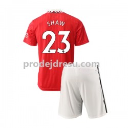 Manchester United Dresy Fotbal Luke Shaw 23 Dětský Domácí 2022-2023 Krátký rukáv