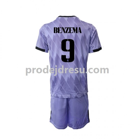 Real Madrid Dresy Fotbal Karim Benzema 9 Dětský Venkovní 2022-2023 Krátký rukáv