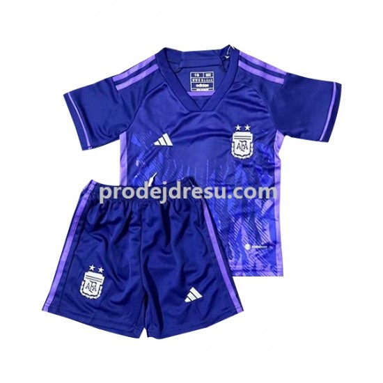 Argentina Dresy Fotbal Dětský Venkovní World Cup 2022 Krátký rukáv
