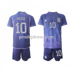 Argentina Dresy Fotbal Lionel Messi 10 Dětský Venkovní World Cup 2022 Krátký rukáv
