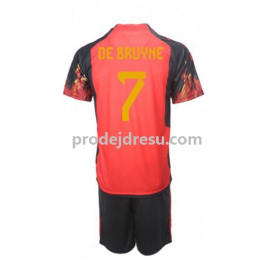 Belgie Dresy Fotbal De Bruyne 7 Dětský Domácí World Cup 2022 Krátký rukáv