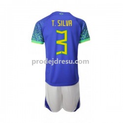 Brazílie Dresy Fotbal Thiago Silva 3 Dětský Venkovní World Cup 2022 Krátký rukáv