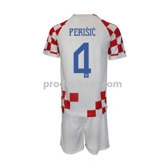 Chorvatsko Dresy Fotbal Perisic 4 Dětský Domácí World Cup 2022 Krátký rukáv