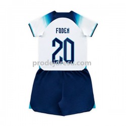 Anglie Dresy Fotbal Foden 20 Dětský Domácí World Cup 2022 Krátký rukáv