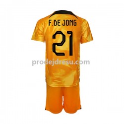 Nizozemsko Dresy Fotbal Frenkie de Jong 21 Dětský Domácí World Cup 2022 Krátký rukáv