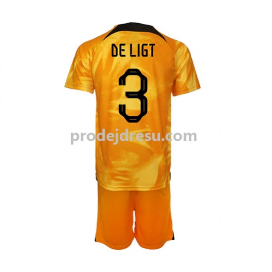 Nizozemsko Dresy Fotbal Matthijs de Ligt 3 Dětský Domácí World Cup 2022 Krátký rukáv
