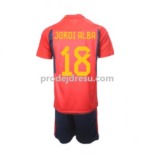 Španělsko Dresy Fotbal Jordi Alba 18 Dětský Domácí World Cup 2022 Krátký rukáv