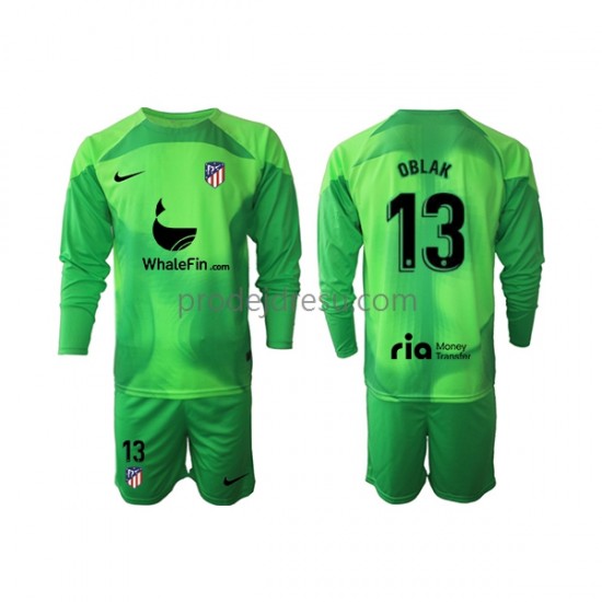 Atlético Madrid Dresy Fotbal Jan Oblak 13 Brankářské Dětský Domácí 2022-2023 Dlouhý rukáv