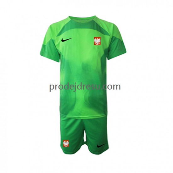 Polsko Dresy Fotbal Brankářské Dětský Domácí World Cup 2022 Krátký rukáv