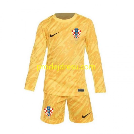 Chorvatsko Dresy Fotbal Brankářské Dětský Domácí Euro 2024 Dlouhý rukáv