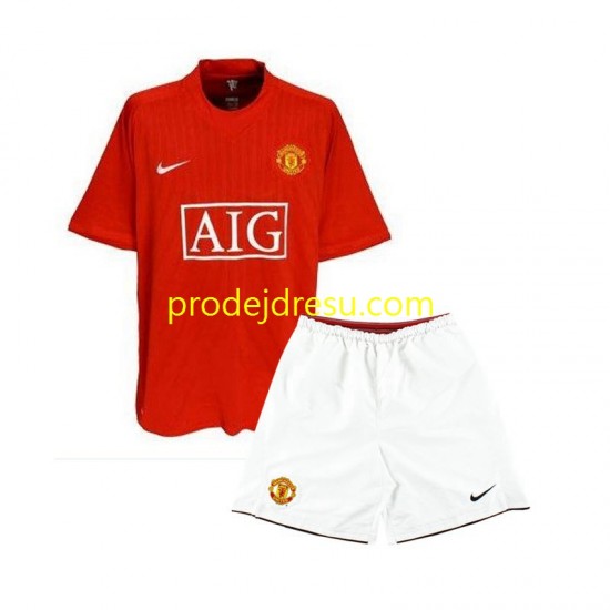 Manchester United Dresy Fotbal 2007 Retro Dětský Domácí Krátký rukáv